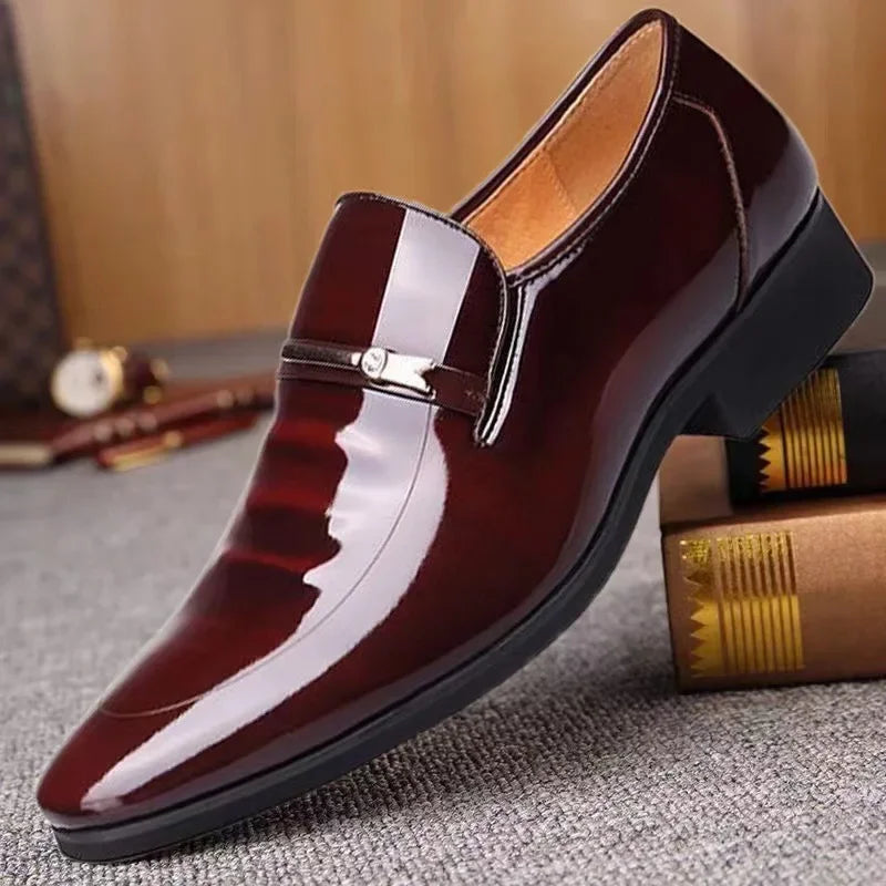 Luxury Business Oxford Leather Shoes Men Breathable Patent Leather Formal Shoes Plus Size Man Office Wedding Flats Male Black  Amaijoin