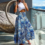 Carregue a imagem no visualizador da Galeria, Summer Fashion High Waist Thin Printing Female Skirts Commute Elegant Elastic Waist Bohemia Holiday A-line Skirt Versatile Dress  Amaijoin
