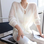 Carregue a imagem no visualizador da Galeria, Cardigan Women New V Neck Pearl Single Breasted Loose Short Sweater Female Sweet Long Sleeve Knitting Tops For Ladies  Amaijoin
