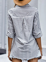 Carregue a imagem no visualizador da Galeria, Women&#39;s Spring/Summer 2024 New Striped Single Breasted Long Sleeve Shirt Women Elegant and Youth Woman Stylish Blouse  Amaijoin
