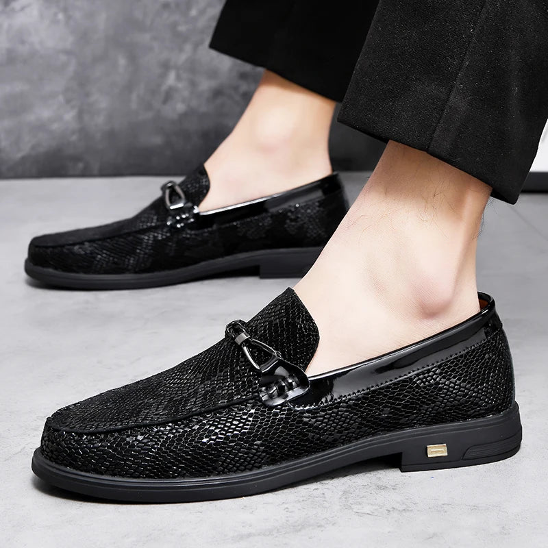 Luxury Brand Red Leather Shoes Genuine Leather Fashion Loafers Slip-On Driving Shoes Men Casual Soft Sole Classic Business Shoes  Amaijoin