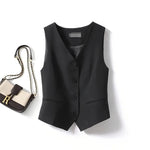 Carregue a imagem no visualizador da Galeria, 2024 Summer V-Neck Vest Women Thin Loose Waistcoat Single Breasted Sleeveless Blazer Female Slim Short Vest Femme Slim Buttons  Amaijoin
