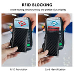 Carregue a imagem no visualizador da Galeria, CASEKEY Credit Card Case Mini Wallet Men RFID Carbon Fiber Pu Leather Smart Vallet Small Aluminum Card Holder Portafoglio Uomo  Amaijoin
