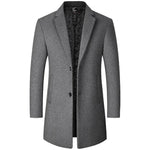 Carregue a imagem no visualizador da Galeria, Male Woolen Coat Solid Color Slim Mid-Length Windbreaker Warm Wear-Resistant Men&#39;s Wool Coat Business Formal Wear Casual Jacket  Amaijoin
