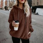 Carregue a imagem no visualizador da Galeria, Winter Women Long Sleeve Fleece Hooded Sweatshirt Pullover Warm Jumper Sweaters With 1/4 Zip  Amaijoin
