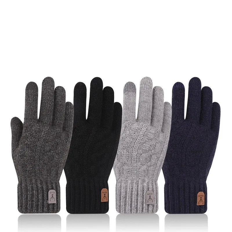 2023 new men's warm gloves winter touch screen plus fleece gloves cold warm wool knitted gloves  Amaijoin