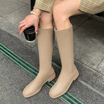 Carregue a imagem no visualizador da Galeria, Riding Boots Women Shoes Real Leather Mid Heel Knee-High Boots Square Toe Block Heels Zip Long Boots Autumn Winter 40  Amaijoin
