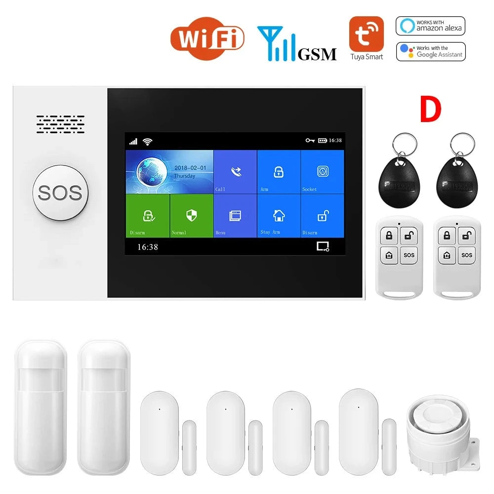 PGST PG-107 Tuya Wireless Home WIFI GSM Home Security With Motion Detector Sensor Burglar Alarm System APP Control Support Alexa  Amaijoin