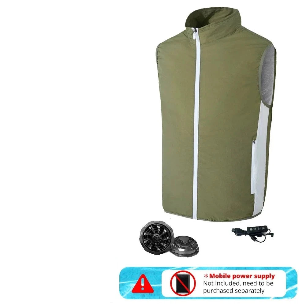 2024 Summer Air-conditioning Vest Cooling Work Clothes Outdoor Heat Protection Three Speed Adjustment Fan Hiking Clothes  Amaijoin