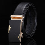 Carregue a imagem no visualizador da Galeria, For Men Famous Work Business Black Cowskin PU Strap Men Leather Belt Metal Automatic Buckle Brand High Quality Luxury Belts  Amaijoin
