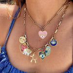 Carregue a imagem no visualizador da Galeria, Boho Heart Evil Blue Eye Necklace for Women Collares Cute Sun Butterfly Gold Color Pendant Long Stainless Steel Chains Choker  Amaijoin
