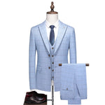 Carregue a imagem no visualizador da Galeria, ( Jacket + Vest + Pants ) 2024 New Fashion Boutique Plaid Mens Casual Business Suit Groom Wedding Dress Formal Slim Plaid Suit  Amaijoin
