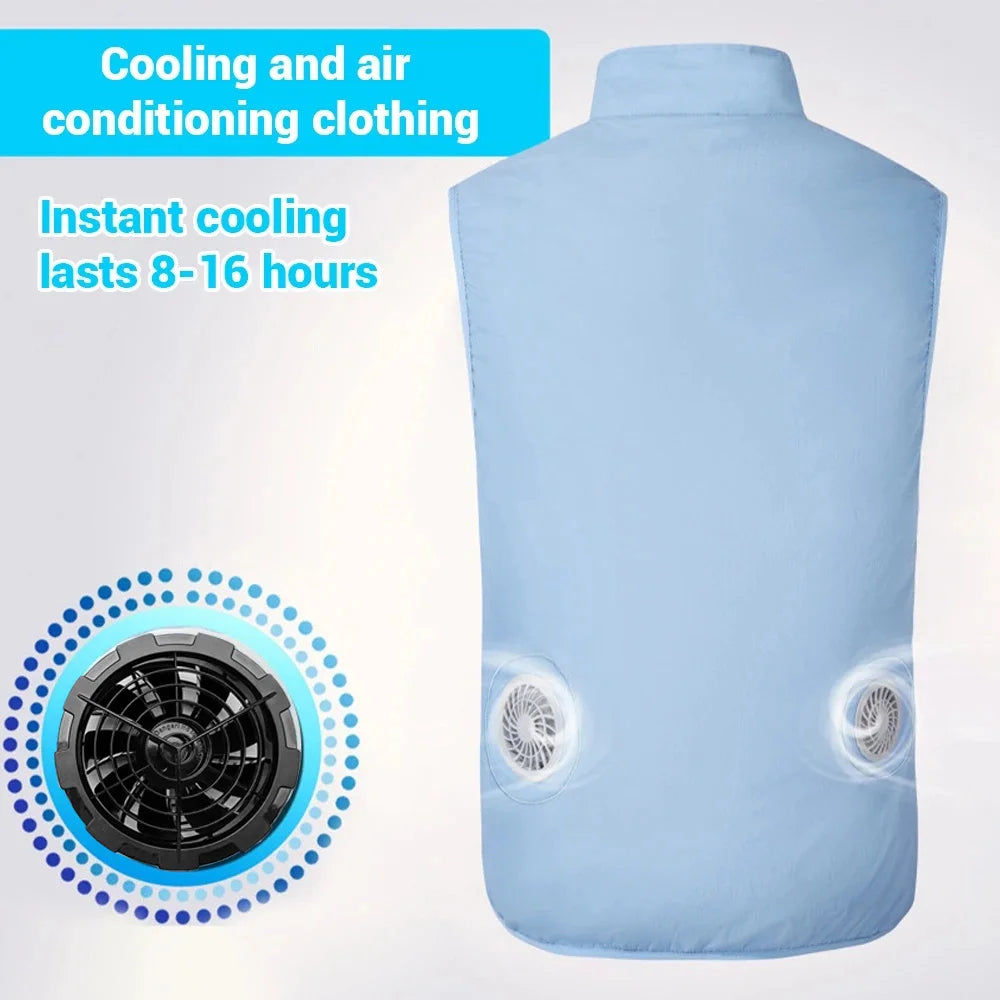 2024 Summer Air-conditioning Vest Cooling Work Clothes Outdoor Heat Protection Three Speed Adjustment Fan Hiking Clothes  Amaijoin