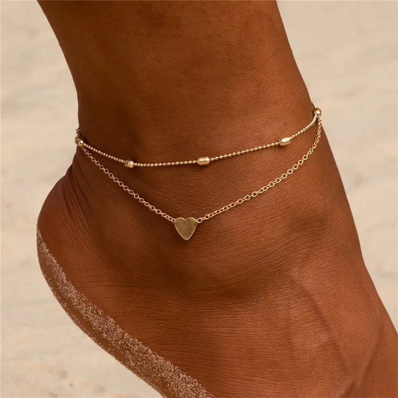 Modyle New Fashion Simple Heart Female Anklets Foot Jewelry Leg New Anklets On Foot Ankle Bracelets For Women Leg Chain Gifts  Amaijoin