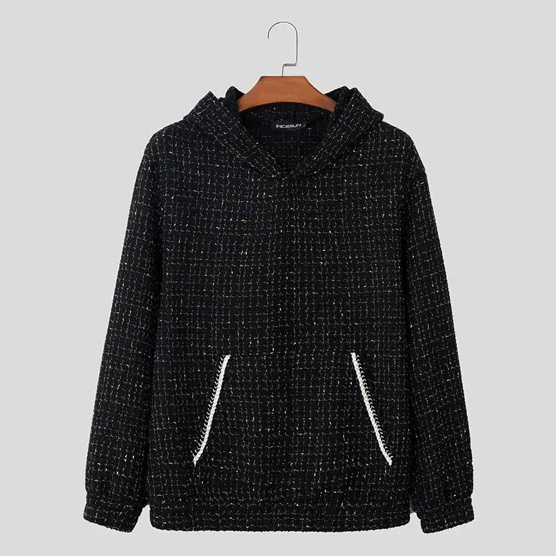 Fashion Long Sleeve Texture Hooded Sweatshirts Casual Outdoor Hoodie  Amaijoin