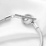 Carregue a imagem no visualizador da Galeria, Pandora 925 Silver Daisy Bead T-Bar Snake Chain Bracelet For Women&#39;s Trendy DIY Fashion Jewelry Gift  Amaijoin
