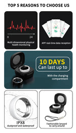 Carregue a imagem no visualizador da Galeria, 2024 R8 Smart Ring Sports Intelligent Ring Bluetooth Health Tracker Heart Rate Sleep monitoring with Charging Case  Amaijoin
