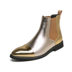 Carregue a imagem no visualizador da Galeria, 2023 Fashion New Arrivals Men Gold Chelsea Boots Leather Glitter Men&#39;s Brogue Boots Pointed Slip-on Men&#39;s High Top Leather Shoes  Amaijoin
