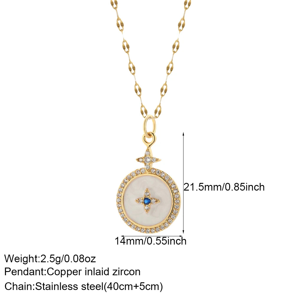 Boho Heart Evil Blue Eye Necklace for Women Collares Cute Sun Butterfly Gold Color Pendant Long Stainless Steel Chains Choker  Amaijoin