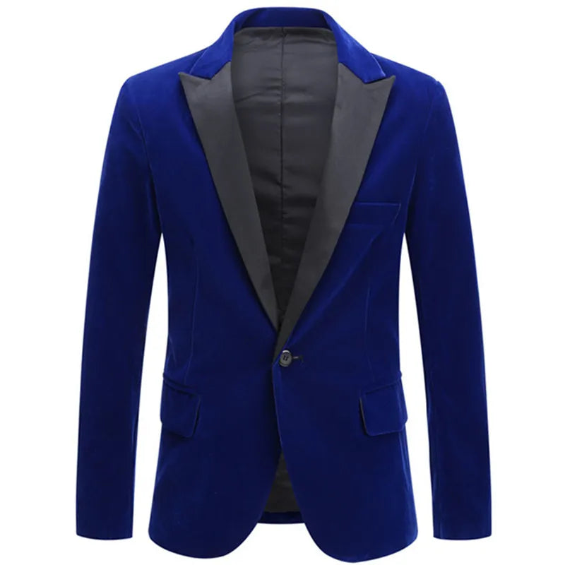 Men's Fashion Trend Velvet Groom Tuxedo Slim Fit Wedding Party Dress Business Casual Suit Jacket Banquet Single Blazers Coat  Amaijoin