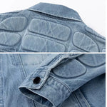 Carregue a imagem no visualizador da Galeria, Retro Convex Turtle Shell Denim Jacket Men Hip Hop Ripped Hole Loose Harajuku Bomber Coats Cropped Street Autumn Jeans Outwear  Amaijoin
