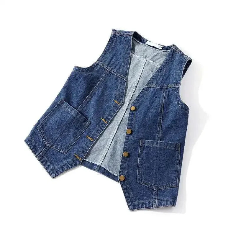 Woman Jacket Vest Spring Summer Denim Vest Women's Short Loose Sleeveless Coat Vest Chaleco Mujer  Amaijoin