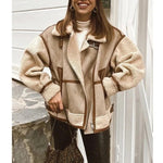 Carregue a imagem no visualizador da Galeria, RARF 2024 Autumn Winter Women Warm Faux Fur Fleece Coat Jacket Female Loose Patchwork Thickened Locomotive Lapel Chic Outwear  Amaijoin
