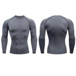 Carregue a imagem no visualizador da Galeria, Men Compression Running T-shirt Fitness Tight Long Sleeve Sport Shirts Training Jogging Tops Gym Sportswear Dry Fit Rashgard  Amaijoin
