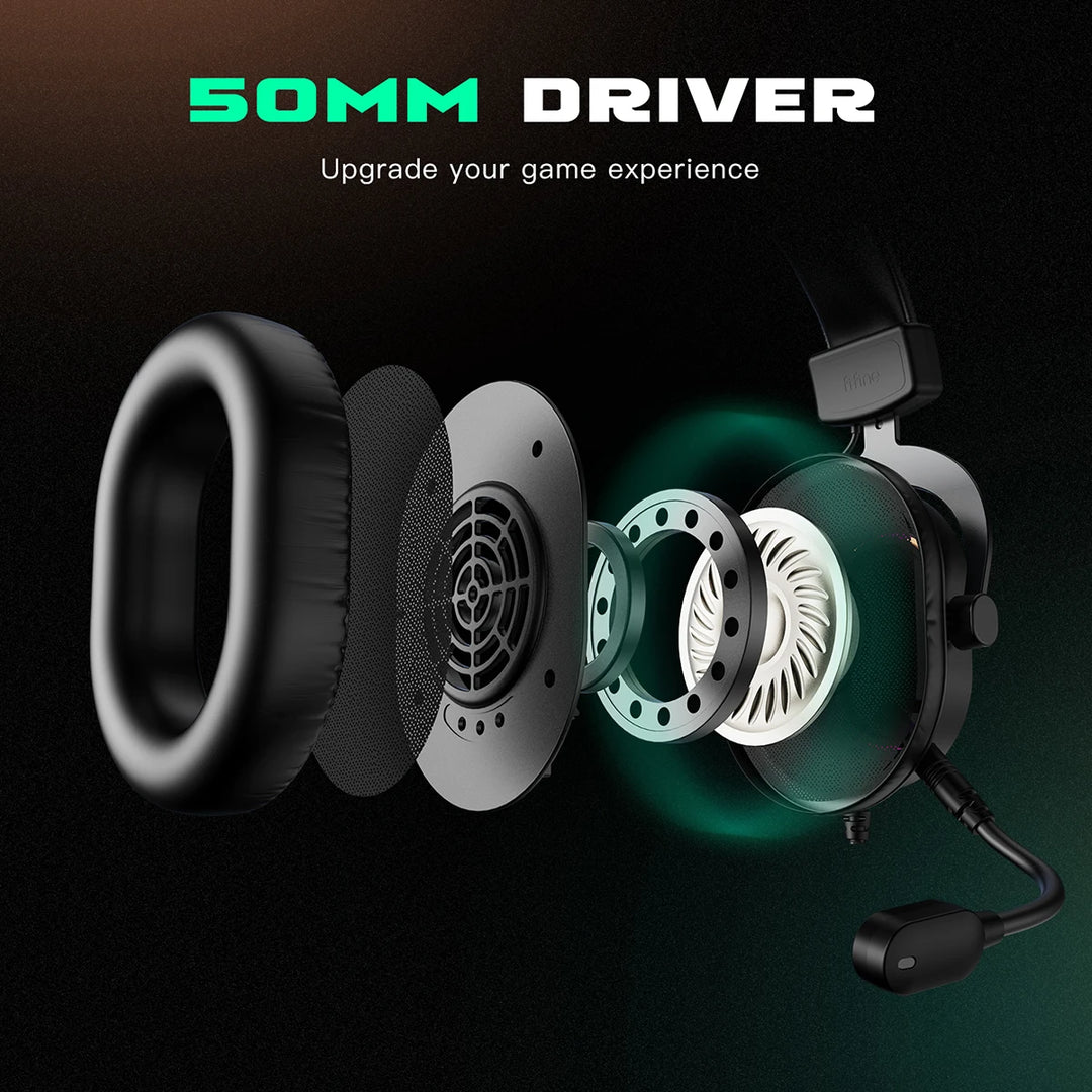 Fifine Dynamic RGB Gaming Headset with Mic Over-Ear Headphones 7.1 Surround Sound PC PS4 PS5 3 EQ Options Game Movie Music  Amaijoin