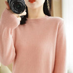 Carregue a imagem no visualizador da Galeria, Warm Sweater for Women Wool Soft O-neck Pullover Autumn Winter Casual Knit Top Solid Color Regular Female Knitwear Woolen Woman  Amaijoin
