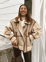 Carregue a imagem no visualizador da Galeria, RARF 2024 Autumn Winter Women Warm Faux Fur Fleece Coat Jacket Female Loose Patchwork Thickened Locomotive Lapel Chic Outwear  Amaijoin
