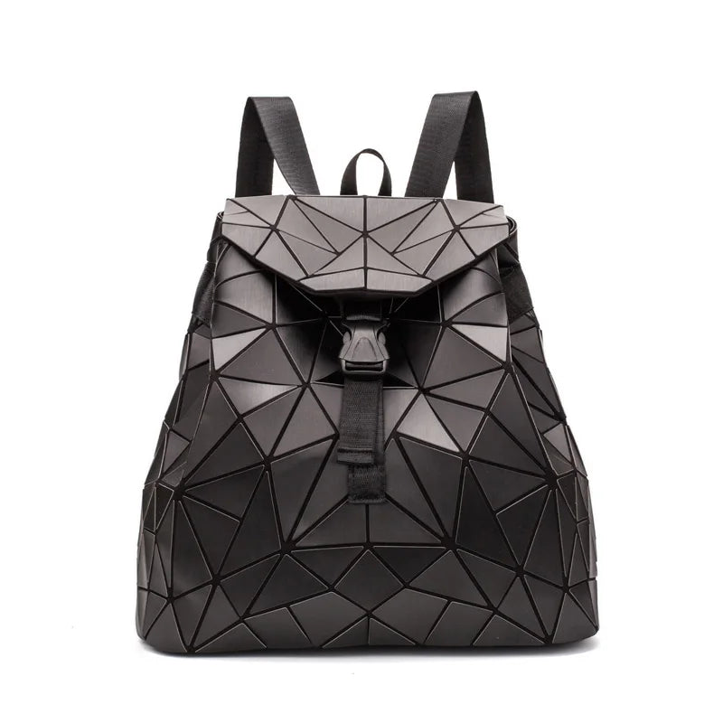 Women Geometric Backpack Bags Matte Female Drawstring Backpacks For Teenage Girls Bagpack Bag Ladies Holographic Daily Backpack  Amaijoin