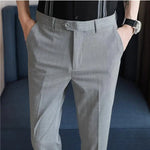 Carregue a imagem no visualizador da Galeria, High-quality Belt Design Slim Fit Suit Pants Men Slim Fit Casual Trousers Solid Color Business Dress Pants Wedding Party Costume  Amaijoin
