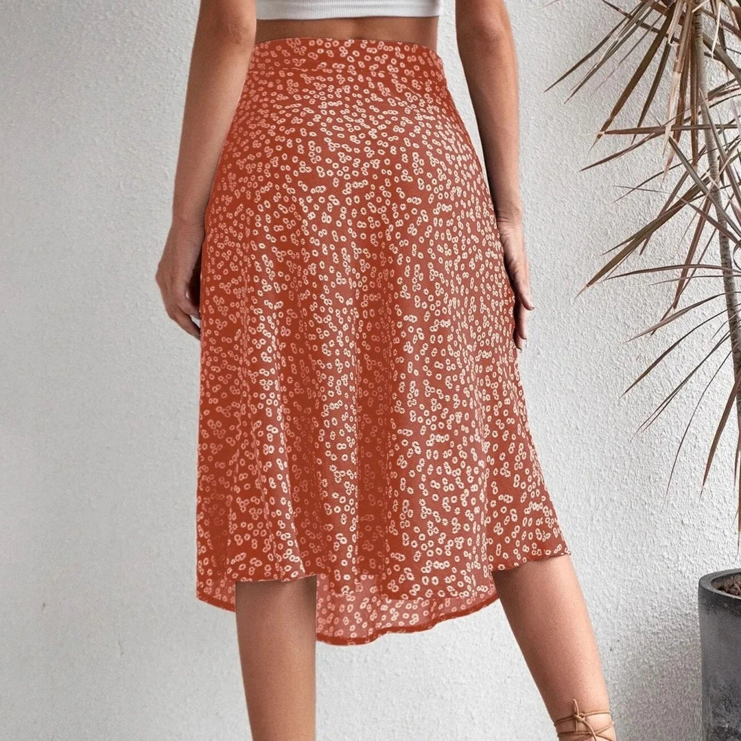 2023 Summer New European and American Floral Half Skirt  Cross border Foreign Trade Split A-line Wrap Hip Mid Waist Long S  Amaijoin