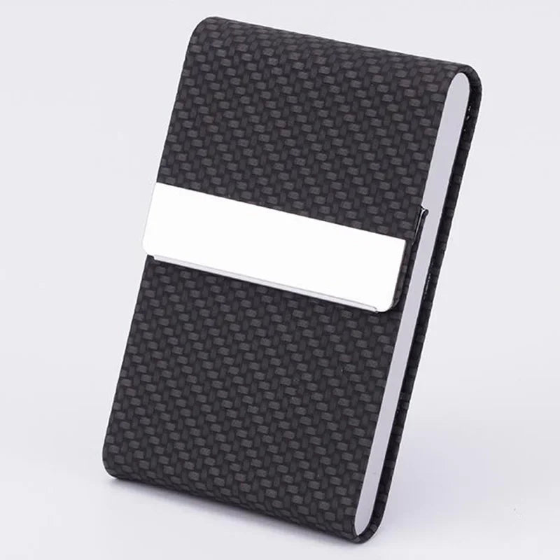 Business Card Holder PU Leather Business Card Case Name Cards Wallet Slim Metal Pocket Card Organizer Gifts for Men Women Office  Amaijoin