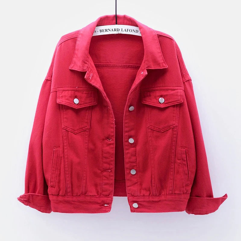 2024 Spring New Denim Jacket For Women Casual Tops Short Coat Female Solid Jean Jackets Fashion Cotton Loose Outerwear  Amaijoin