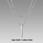 Carregue a imagem no visualizador da Galeria, Vnox 3D Vertical Bar Necklaces for Men, Layering Stainless Steel Geometric Pendant, Layered Wheat Rope Cuban Chain, Boy Collar  Amaijoin
