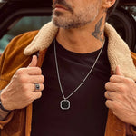 Carregue a imagem no visualizador da Galeria, Men Pendant Necklce Geometric,Tiger&#39;s Eye Stone Necklace Lapis Lazuli Stone Pendant, Mens Necklace Royal Pendant Mens Necklace  Amaijoin
