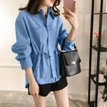 Carregue a imagem no visualizador da Galeria, Women&#39;s Shirt 2024 Spring New Fashion Lapel Waisted Commuter Tops Shirt Solid Colour Large Size Casual Loose Blouse Shirt  Amaijoin
