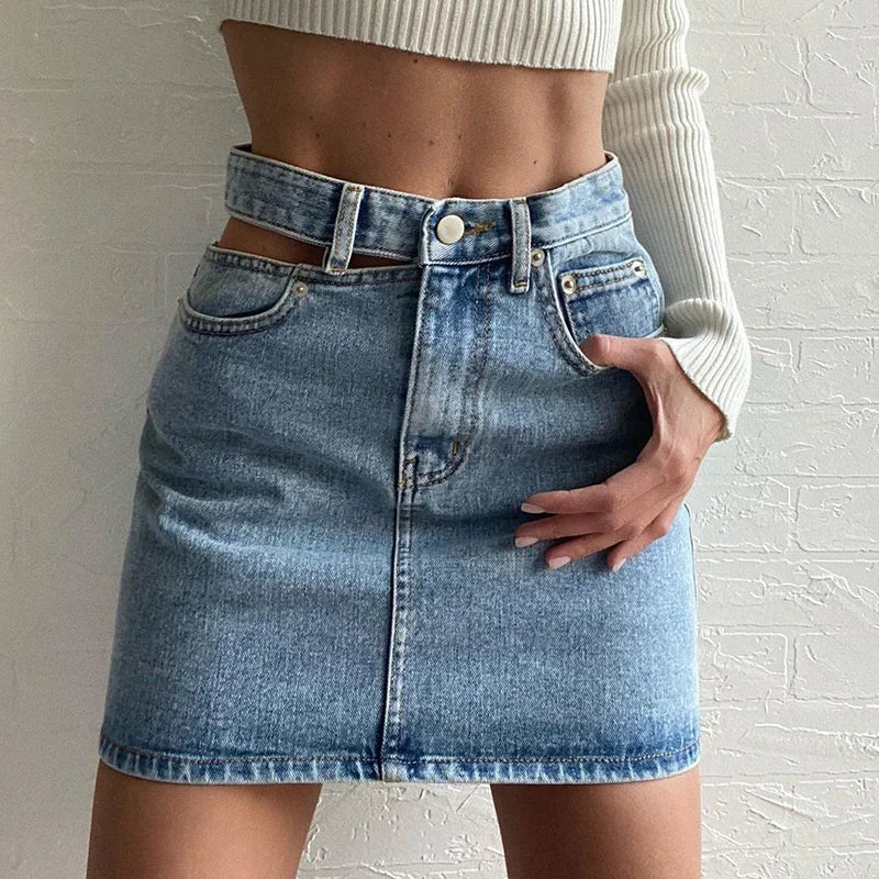 Women Fashion New Split High Waist Denim Skirt Summer Comfortable Daily Wrap Hip Half-body Dress Female Casual Trend Streetwear  Amaijoin