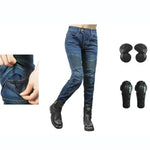 Carregue a imagem no visualizador da Galeria, Motorcycle Pants Pantalon Moto Green Moto Jeans Woman Boyfriends Motorcycle Leisure Women&#39;s Jeans Blue Riding High Waist Jeans  Amaijoin
