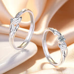 Load image into Gallery viewer, New Arrival Couple Ring Adjustable Fashion Personality 925 Silver Ring Men and Women Valentine&#39;s Day Gift Zircon Leaf Pair Rings  Amaijoin
