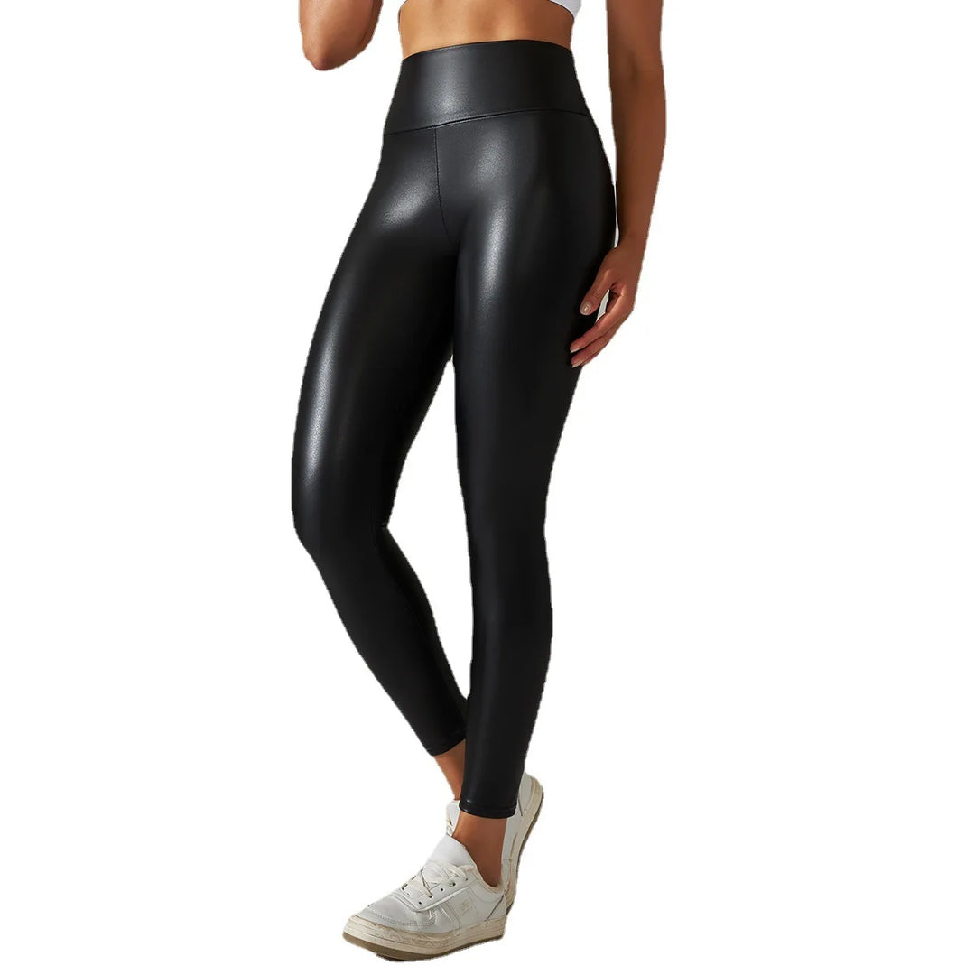 Women Black Pu Leather Pants High Waist Leather Sexy Leggings Trousers Women Thick Stretch Pantalon Mujer  Amaijoin