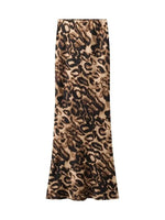 Load image into Gallery viewer, Willshela Women Fashion Satin Leopard Slim Fits Midi Skirt Vintage High Elastic Waist Female Chic Lady Skirts  Amaijoin
