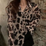 Carregue a imagem no visualizador da Galeria, Leopard Print Shirts Blouses Women Spring Summer Thin Sun-proof Shirt Long Sleeve Sexy Casual Loose Chiffon Tops Y2k Clothes 3XL  Amaijoin
