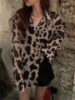 Carregue a imagem no visualizador da Galeria, Leopard Print Shirts Blouses Women Spring Summer Thin Sun-proof Shirt Long Sleeve Sexy Casual Loose Chiffon Tops Y2k Clothes 3XL  Amaijoin
