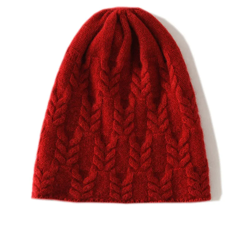 100% Goat Cashmere Knitted Beanies for Women Winter Warm Soft Skullies Hat For Girl Gorros Autumn y2k Fashion Korea Bonnet Cap  Amaijoin