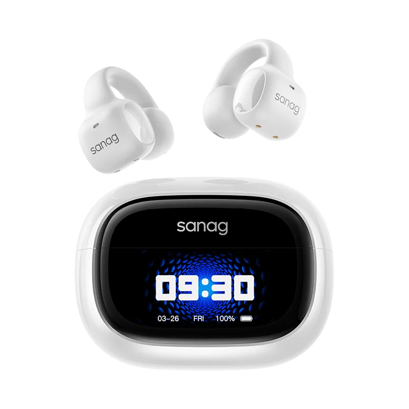 Sanag S3 Pro AI Smart Screen Bluetooth Earphone 360 ° Stereo Sound OWS Headphones Open Ear TWS Earbuds Earclip Wireless Headset  Amaijoin