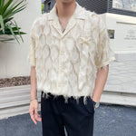 Load image into Gallery viewer, 2023 Summer Hollow Out Tassel Shirt Men Short Sleeve Loose Shirts Fashion Social Party Streetwear Oversized Shirts Men Clothing  Amaijoin
