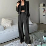 Load image into Gallery viewer, Fashion Blazer Suits Women Elegant Long Sleeve Tops Wide Leg Pants Sets 2PCS ZANZEA Casual Solid Work Matching Sets Outifits  Amaijoin
